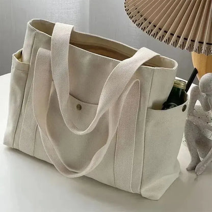 Spacious Canvas Shoulder Bag