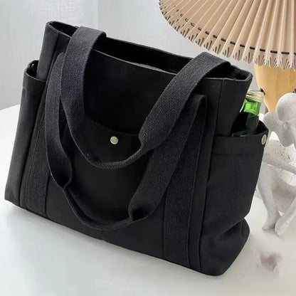 Spacious Canvas Shoulder Bag