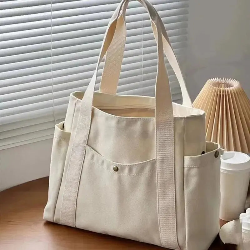 Spacious Canvas Shoulder Bag